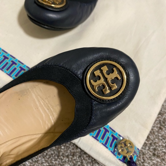 TORY BURCH Leather Ballet Flats, DARK BLUE US 8 - Picture 2 of 2